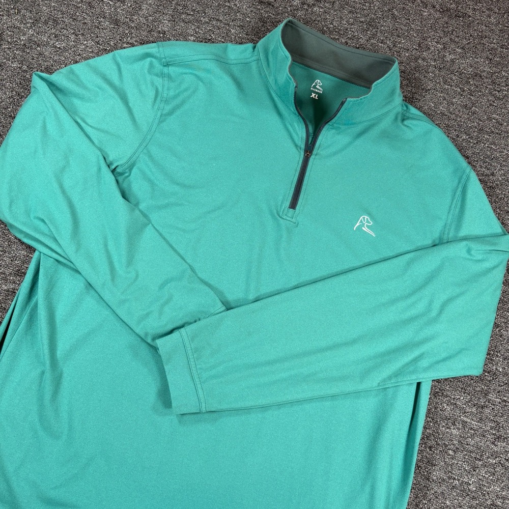 Rhoback Quarter Zip Pullover Mens XL Teal Green Performance Long Sleeve Stretch